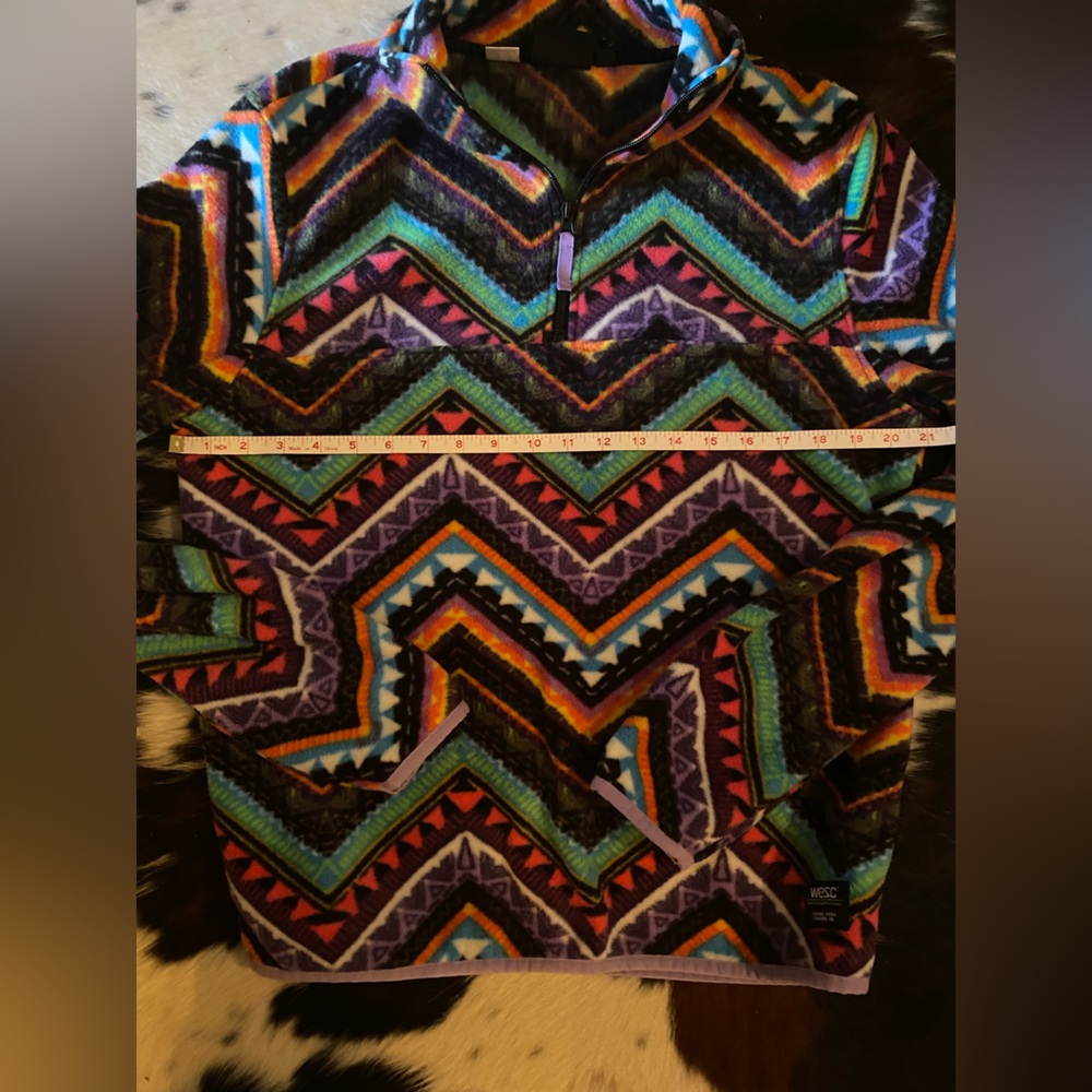 Wesc Multicolor Patterned Fleece Pullover Unisex … - image 2